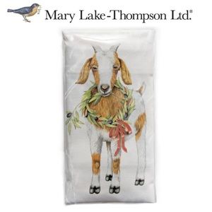 Mary Lake-Thompson Flour Sack Kitchen Towel- Goat w/ Olive Wreath